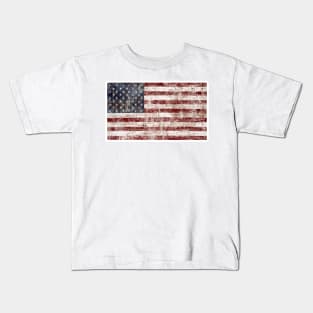 Rustic American Flag Sticker Kids T-Shirt